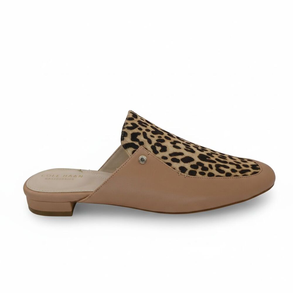 Cole Haan Ryan Mule Women's Size 8 Cheetah & Nude Leather Real Fur Animal Print
